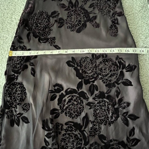Vintage Sz 6 Silk Slip Dress Beaded Velvet Burnout Fairy Goth Witchy Stretchy - Picture 9 of 12